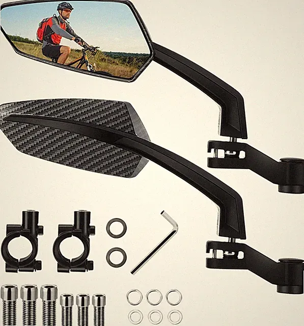 1 Pair Handlebar Bike Mirror 360° Rotatable and Adjustable Universal Fit Rearvie