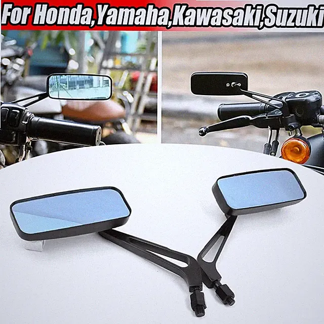 2* Black Rectangle Motorcycle Mirror Fit For Harley Road Glide TOURING Road King