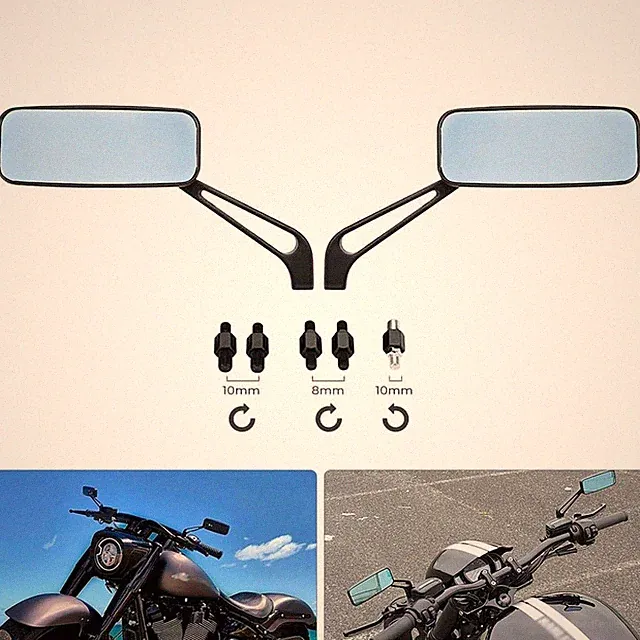 2PCS Rectangle Rear-View Mirrors Fit For Harley-Davidson Glide TOURING Road King
