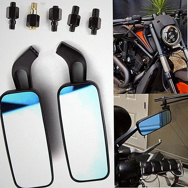 2X Fit For Harley Road Glide TOURING Road King Rectangle Black Rear View Mirrors