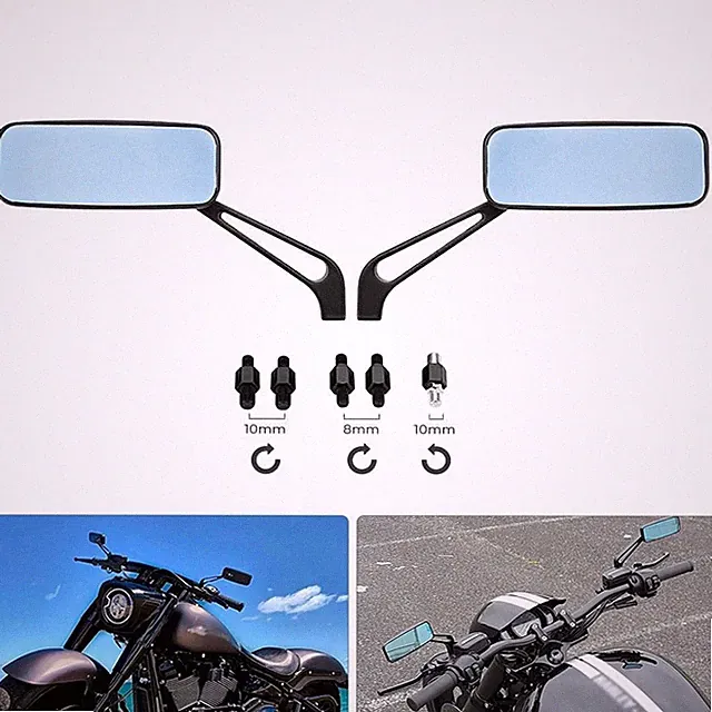 2X Rectangle Rear-View Mirrors Fit For Harley Road Glide TOURING Road King Dyna