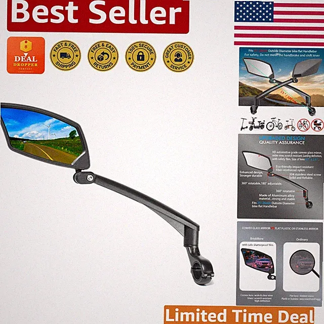 360° Foldable Bike Mirror - Wide Angle Rearview for E-Bikes & Mountain Bikes