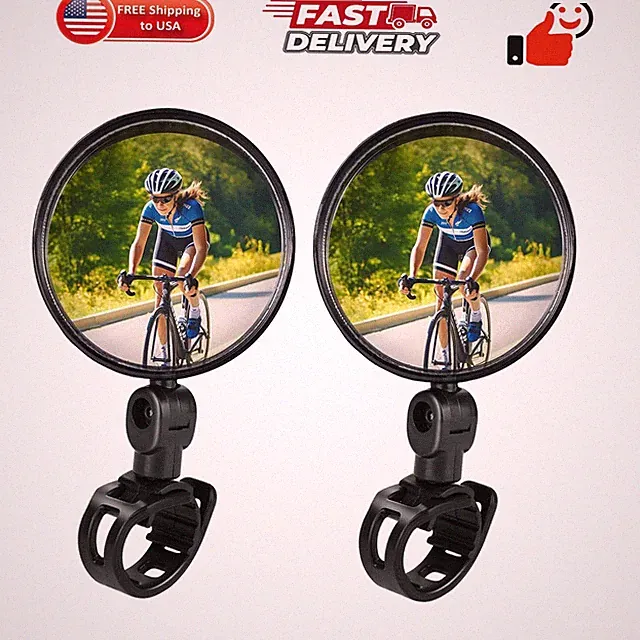 Bike Mirror, Bicycle Cycling Rear View Safe Mirrors, Adjustable Rotatable Han...
