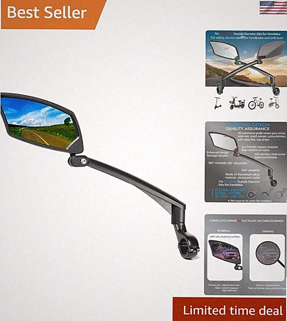 Durable and Adjustable Rearview Bike Mirror for Enhanced Safety while Cycling