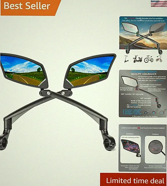 Durable Bike Mirror with Adjustable Viewing Angle - Perfect for E-Bikes and MTB