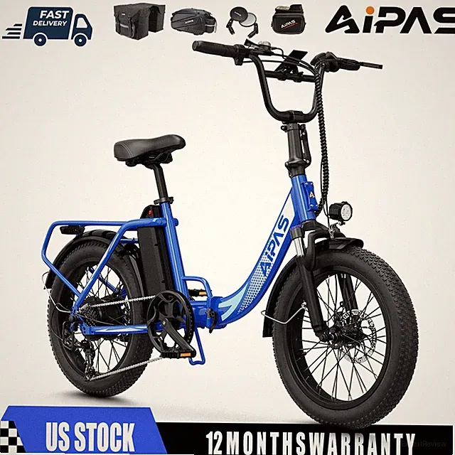 Folding Electric Bike for Adults 28MPH Electric Bicycle Commuter Ebike Blue