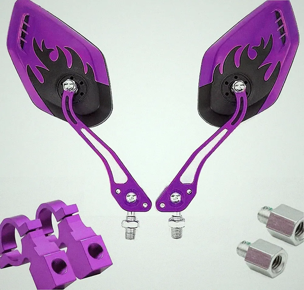 Handlebar Rearview Mirror Bicycle Electric Bike Safety Riding Purple 2