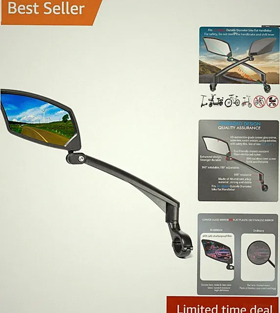 Heavy-Duty Folding Bike Mirror - Crystal Clear View, Lifetime Included