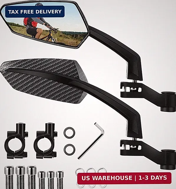 Hestya 1 Pair Handlebar Bike Mirror 360° Rotatable and Adjustable Universal Fit