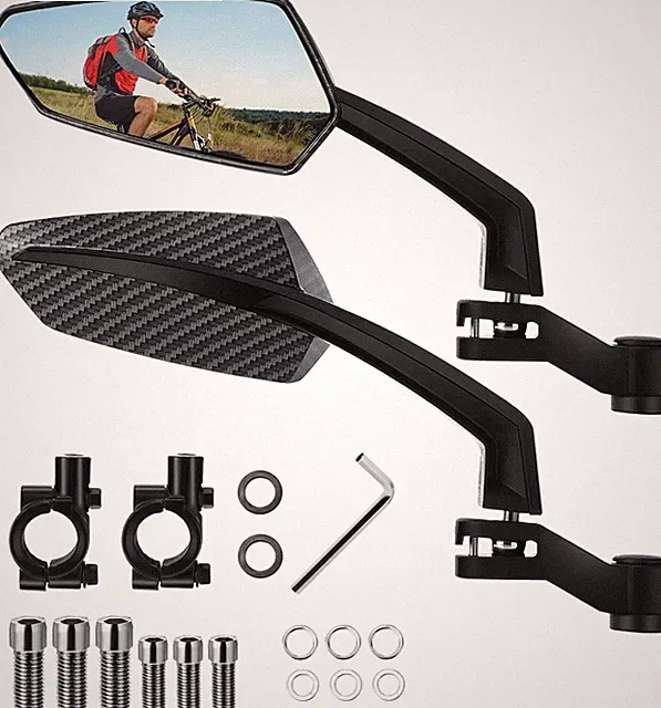 Hestya 1 Pair Handlebar Bike Mirror 360° Rotatable and one size, Black