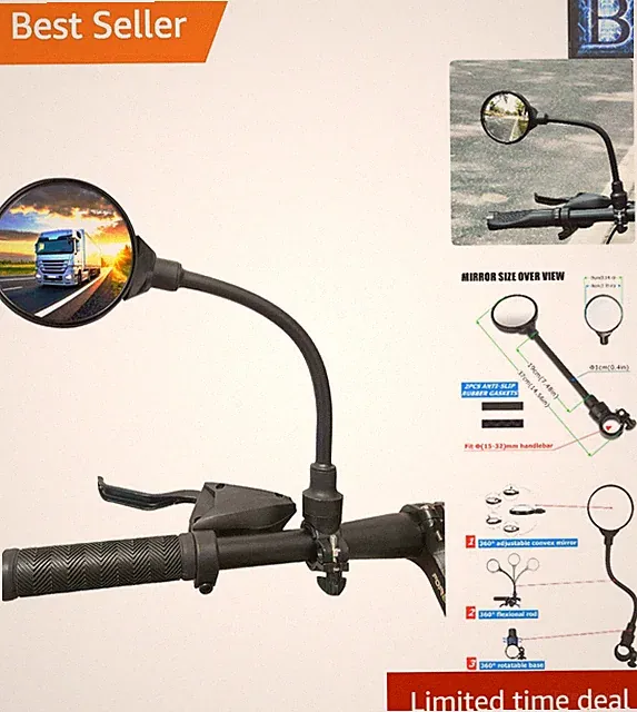 High Definition Adjustable Bike Mirror - 360° View for Safe Cycling Experience
