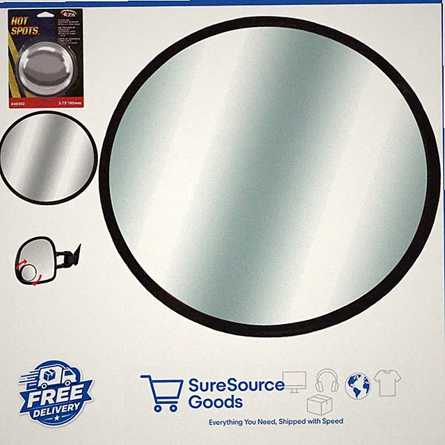 HotSpots 3.75" Round Convex Mirror Stick-On for Car Blind Spot Safety