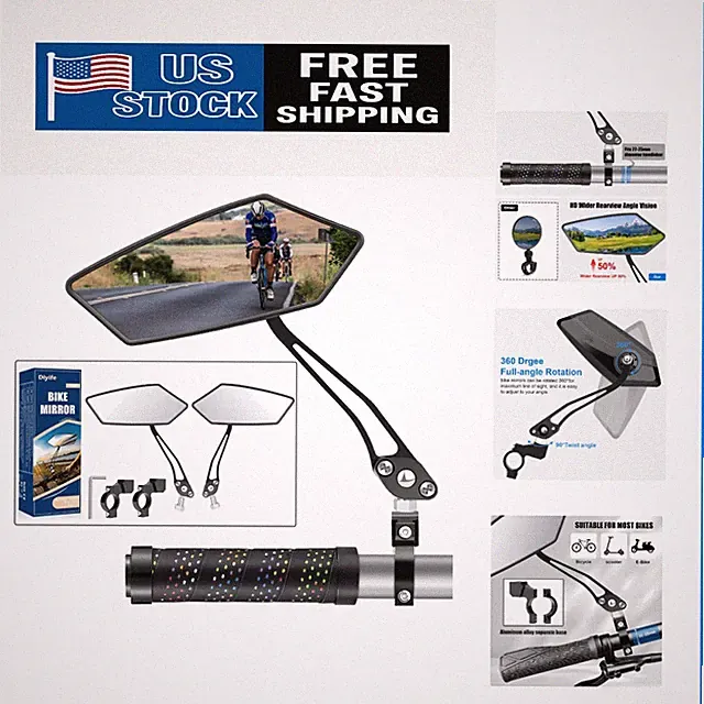 Lightweight 360° Adjustable Bike Mirrors - Perfect for Ebikes and Mountain Bikes