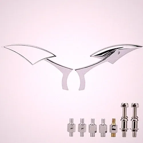 Motorcycle Blade Rear view Mirror 8mm 10mm Side Mirrors 360 Degree Chrome-C