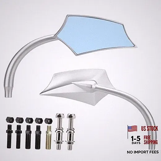 Motorcycle Rear view Mirror 8mm 10mm Side Mirrors 360 Degree Sliver Silver